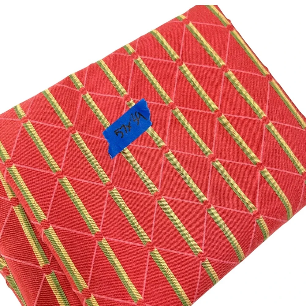 39x57 Red Fabric Geometric Trellis Woven Upholstery Remnant Grandmillennial